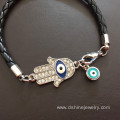 Customized Knot Leather Braided Evil Eye Charm Bracelet